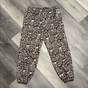AFRM Snake Print Jogger Pants in Brown and Black